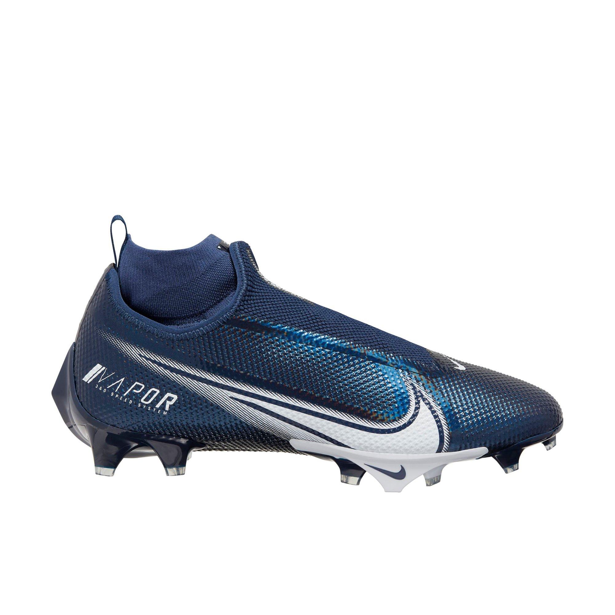 navy and white football cleats
