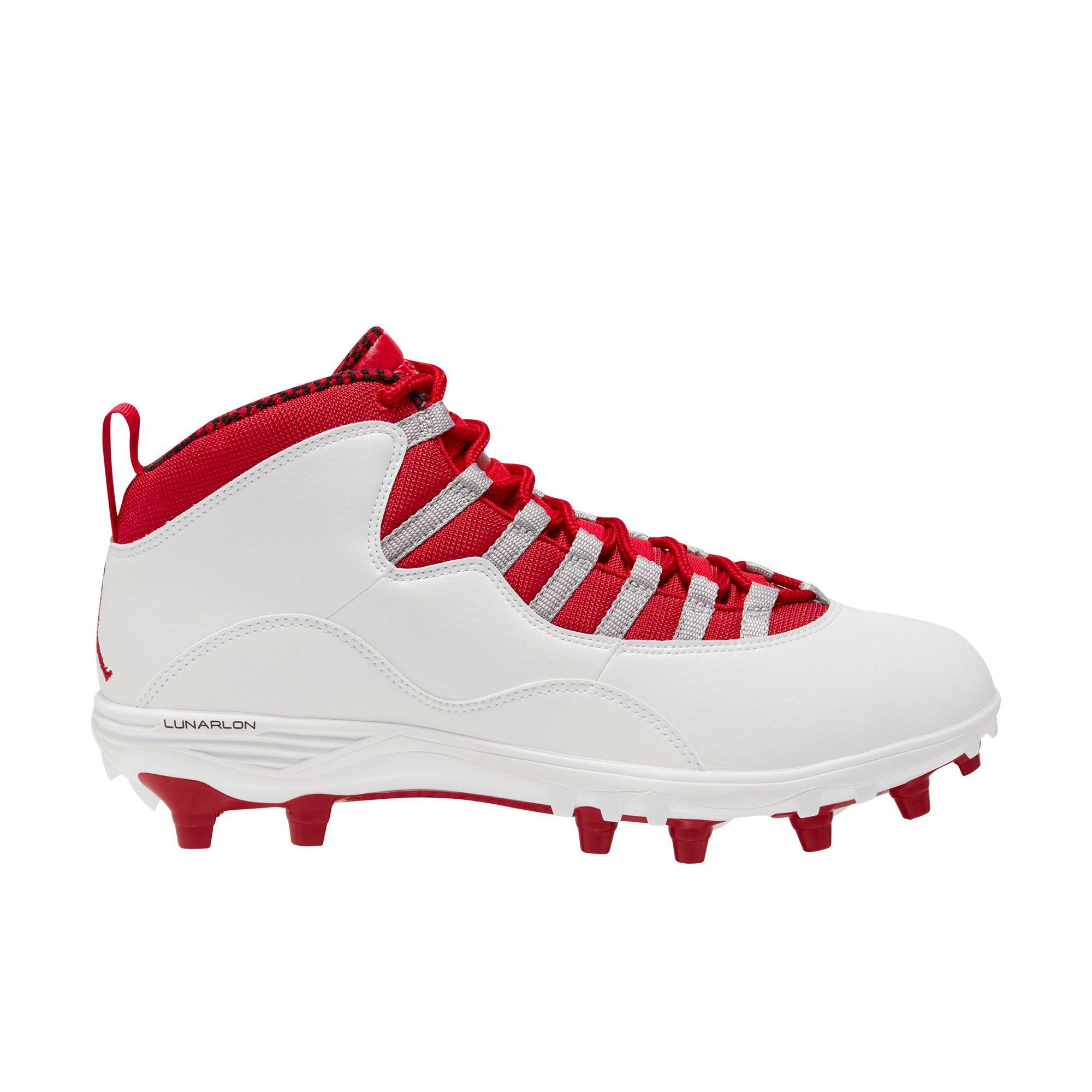 red and white jordan football cleats