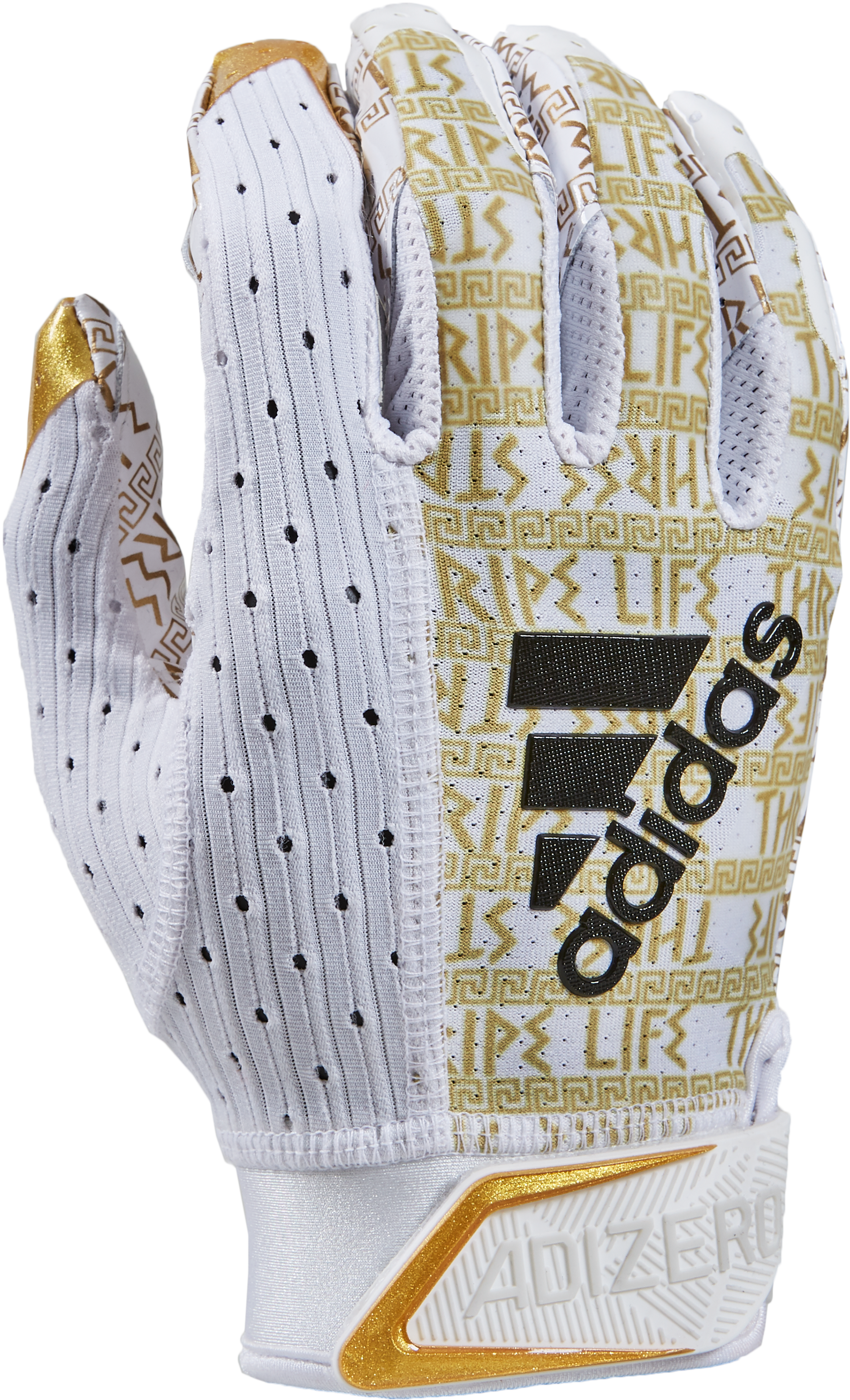 white and gold adidas football gloves