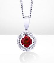Silver 925 Rhodium Created Ruby & 0.02ct Diamond Pendant