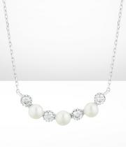 Silver Cultured Freshwater Pearl & Cubic Zirconia Necklace