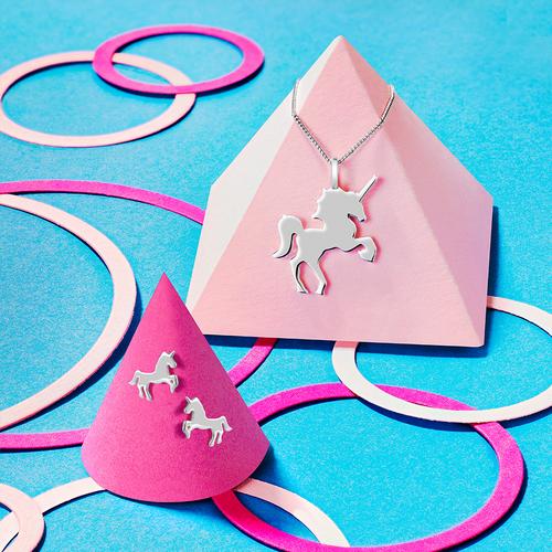 Sterling silver unicorn pendants and unicorn stud earrings