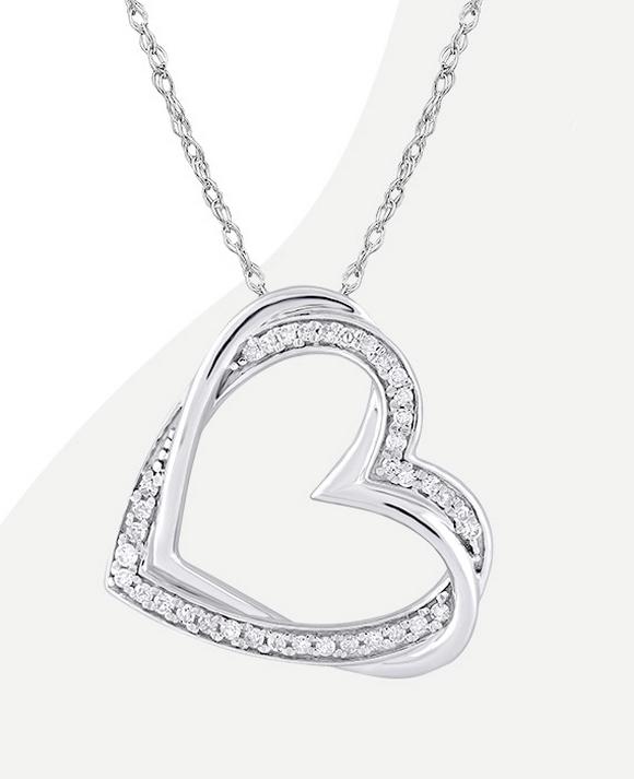 heart necklace pendant diamonds