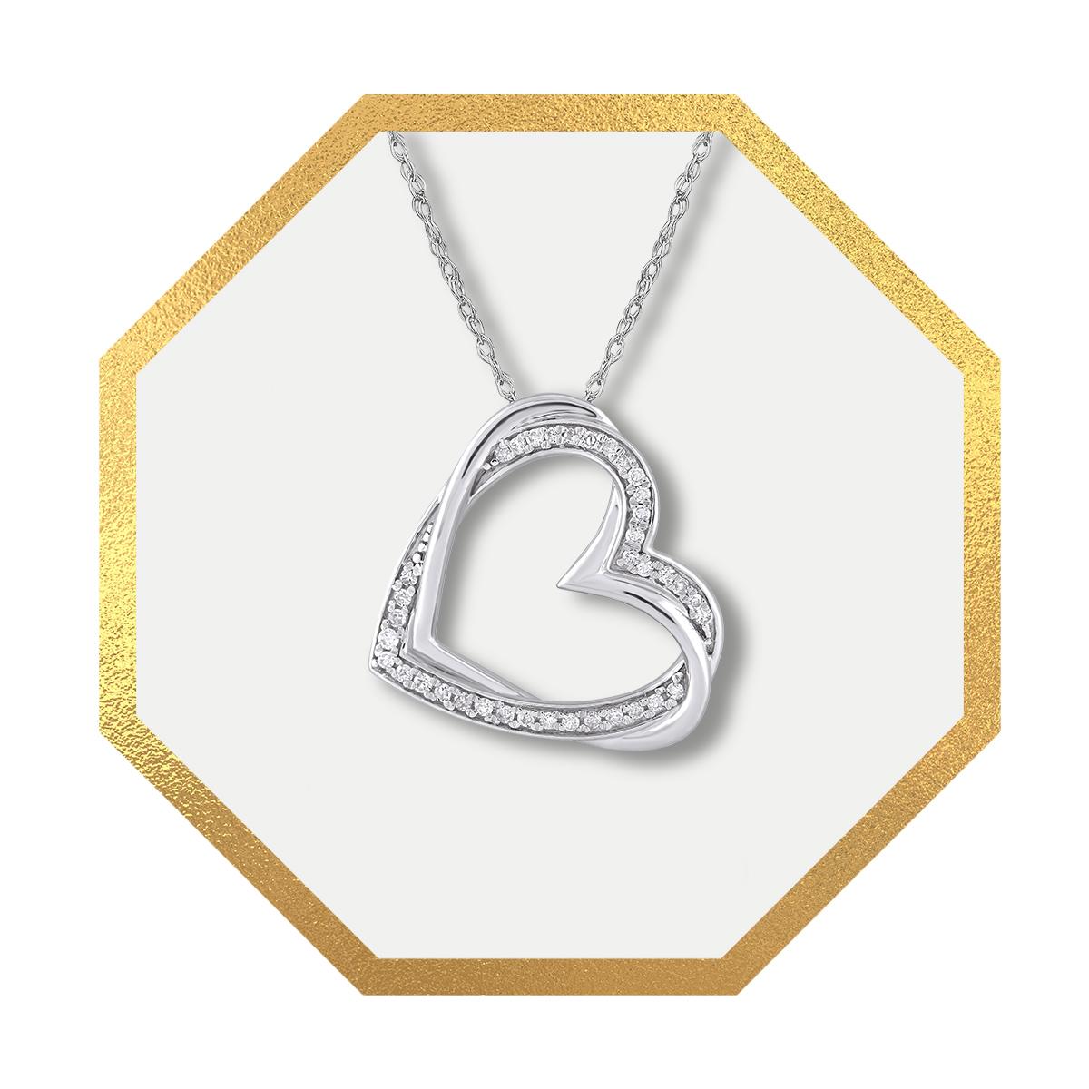 Silver 0.12ct Diamond Heart Twist Pendant