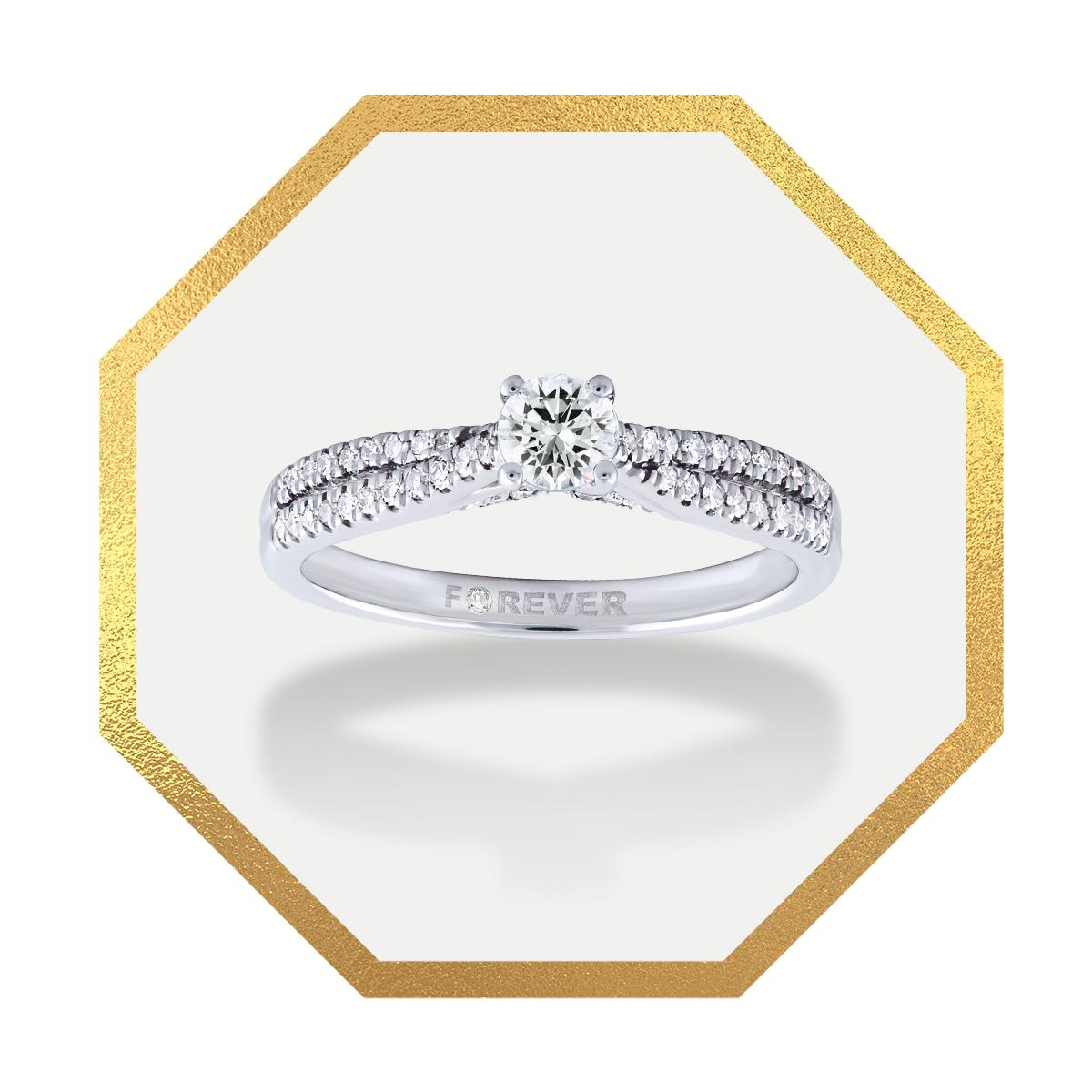 18ct White Gold 2/5ct Forever Diamond Two Row Ring