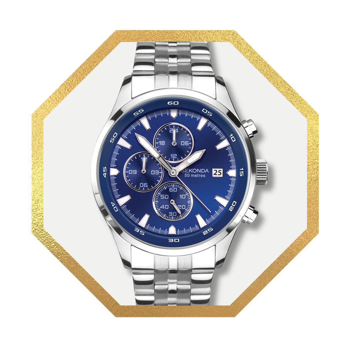 Sekonda Men’s Dual-Time Stainless Steel Bracelet Watch