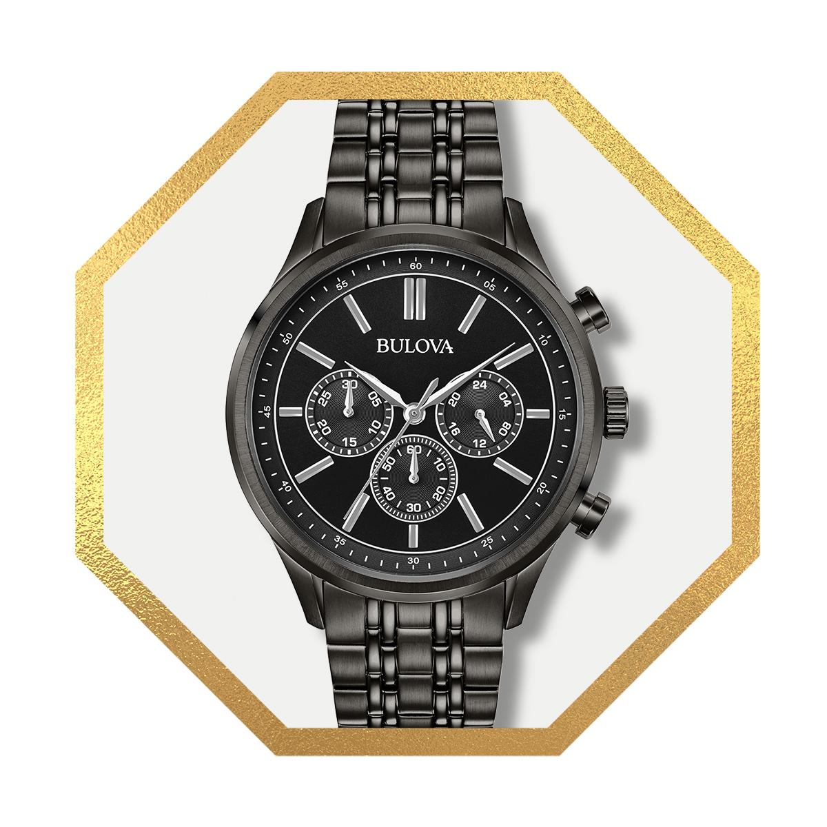 Bulova Chronograph Men's Black PVD Plated Bracelet Watch