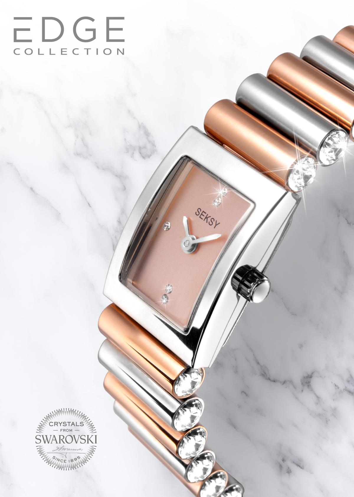 Seksy Crystal Ladies' Two-Tone Bracelet Watch