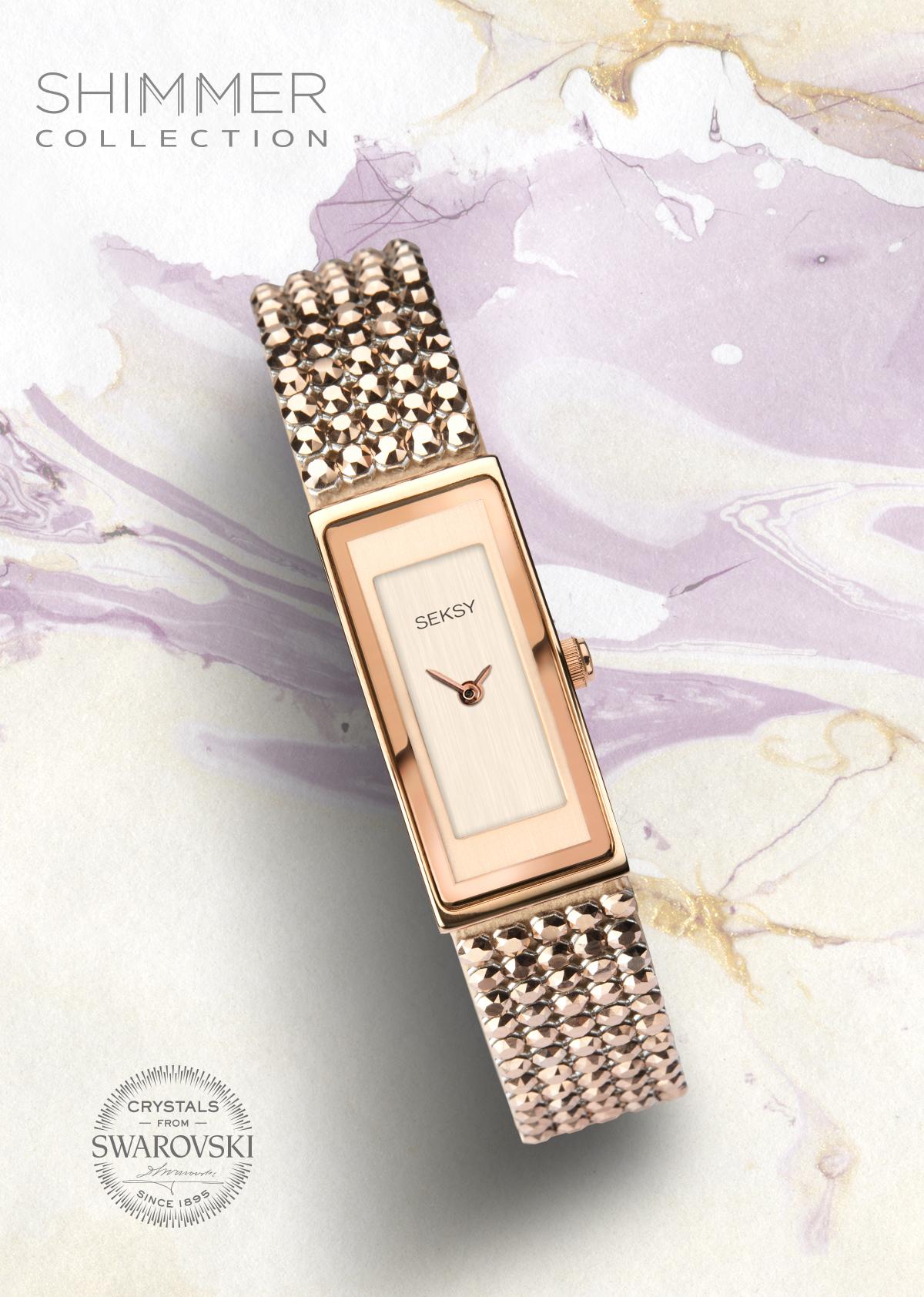Seksy Shimmer Ladies' Rose Gold Plated Bracelet Watch