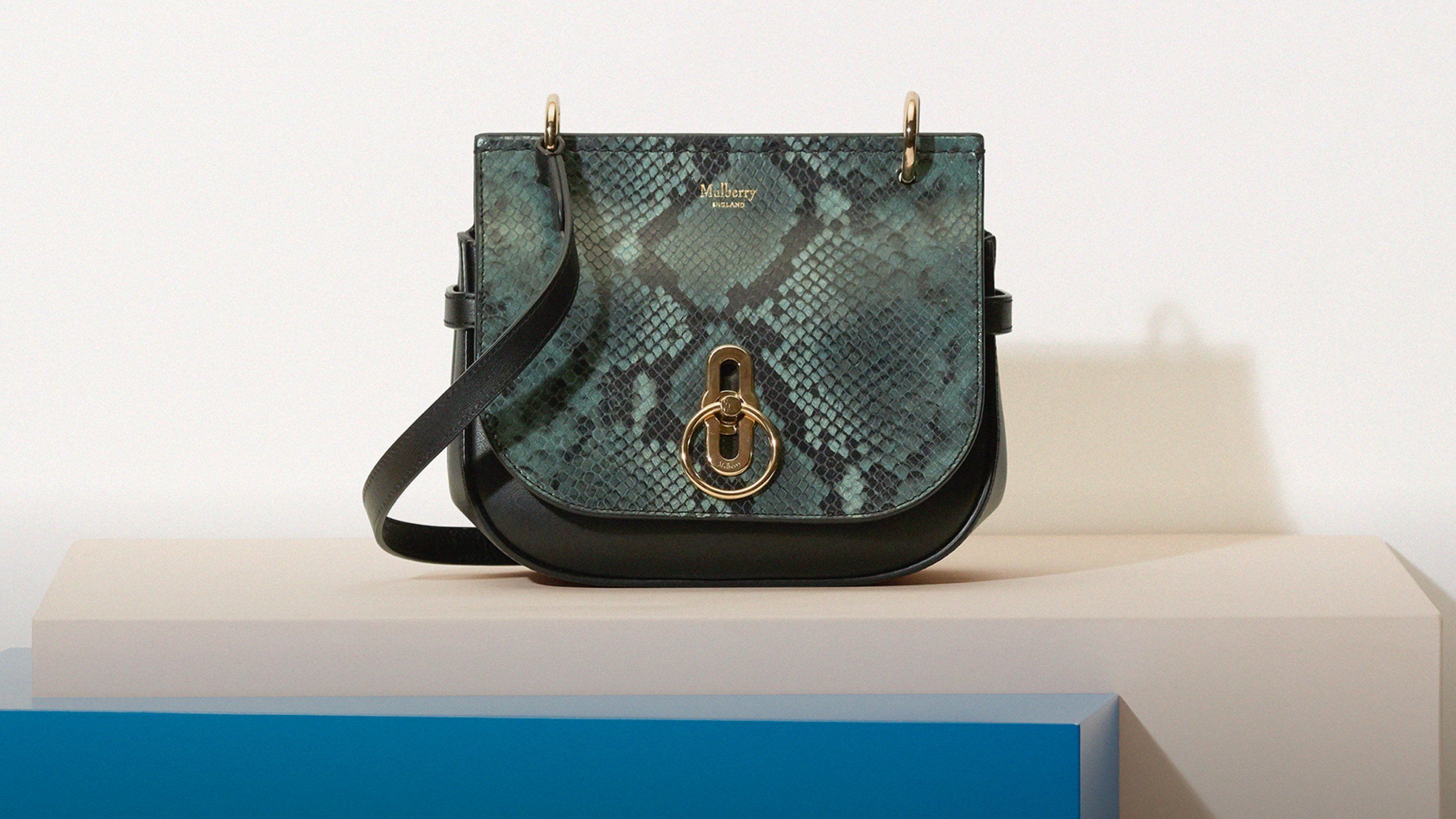 Small Amberley Satchel Mulberry Green Python