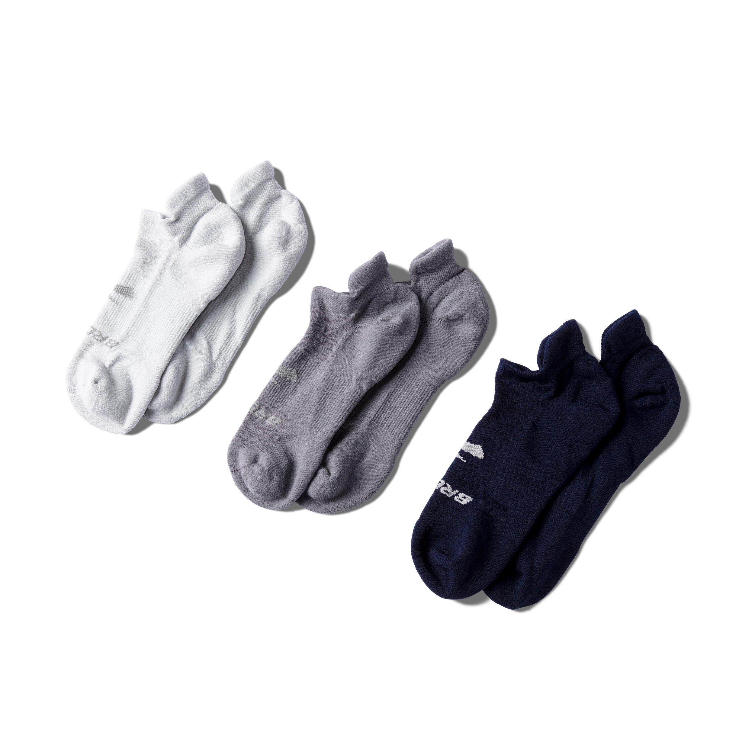 Brooks Run-In No-Show Socks (3 Pack) - ​Grey/Pink