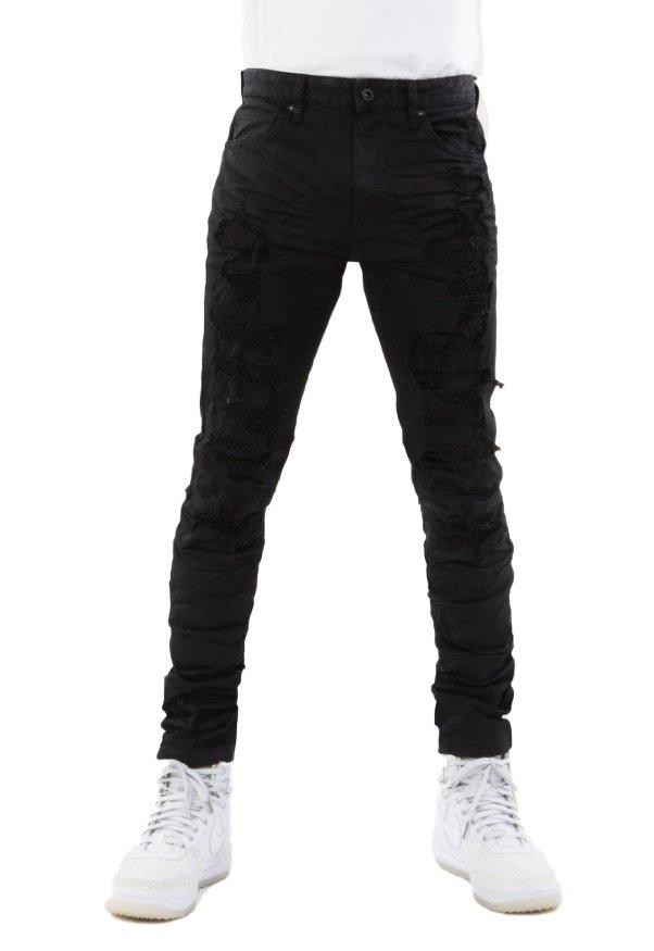 Smoke Rise Mens Fashion Demon Graphic Jeans Jet Black