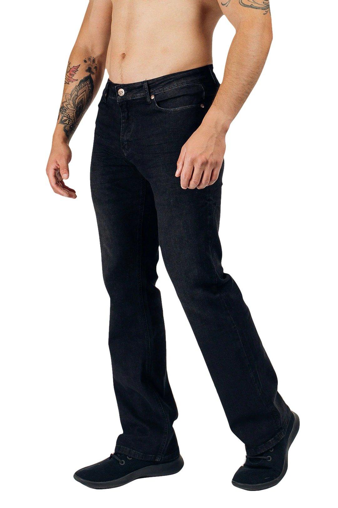 Barbell Apparel Men's Bootcut Athletic Fit Jeans Black 34