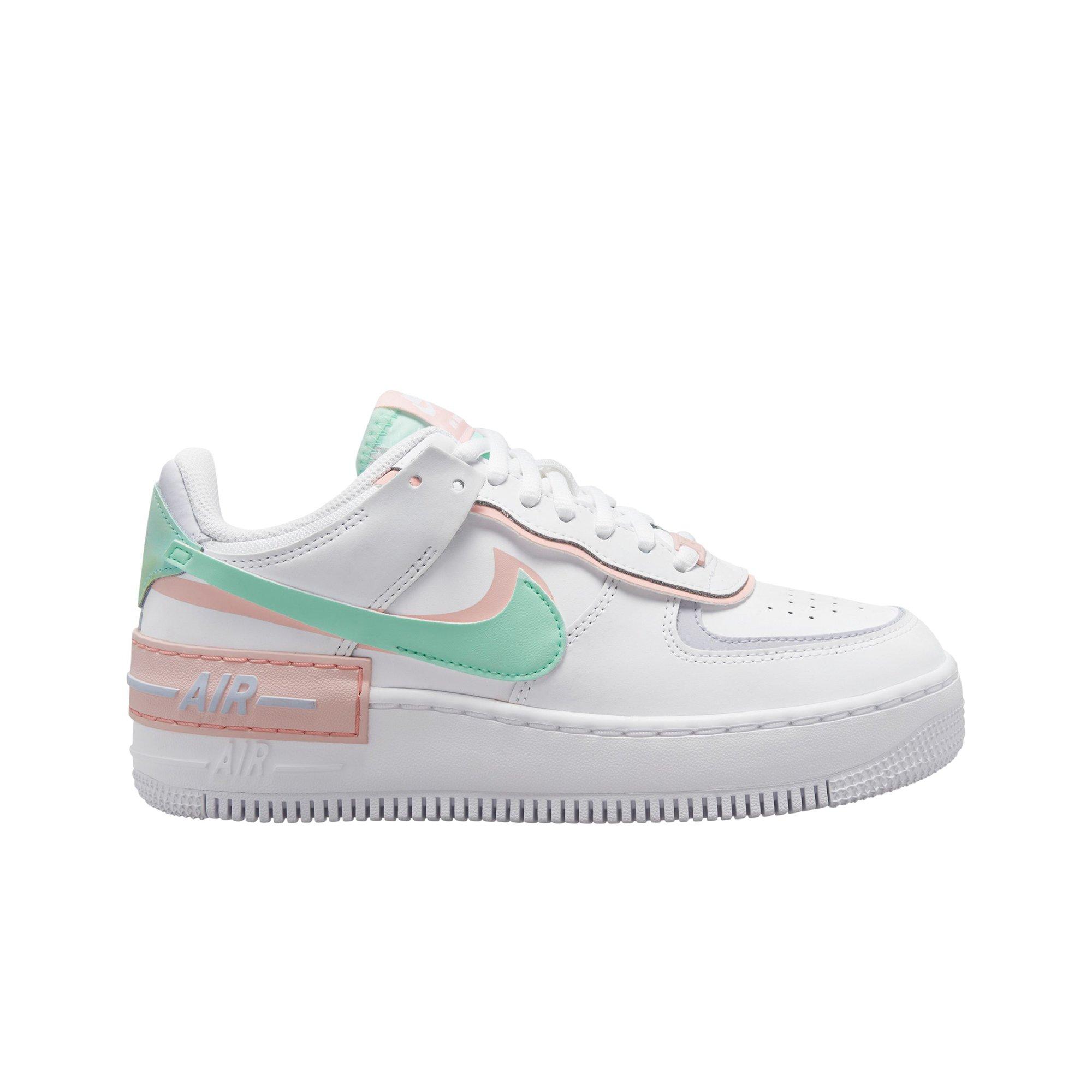 Nike Air Force 1 Shadow sneakers in summit white, neptune green and yellow  ochre