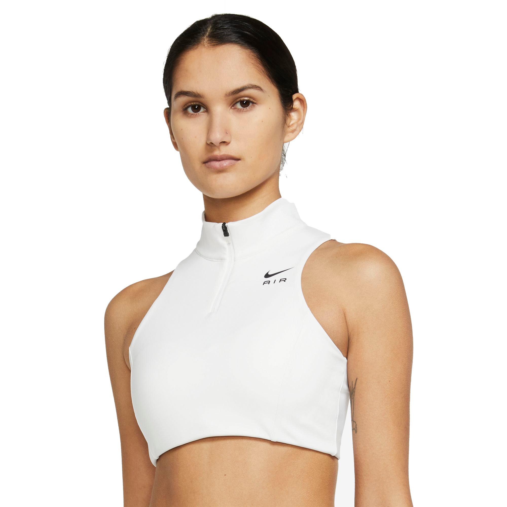 Nike Training Air Swoosh Dri-FIT mock zip neck cropped bra top in black -  ShopStyle