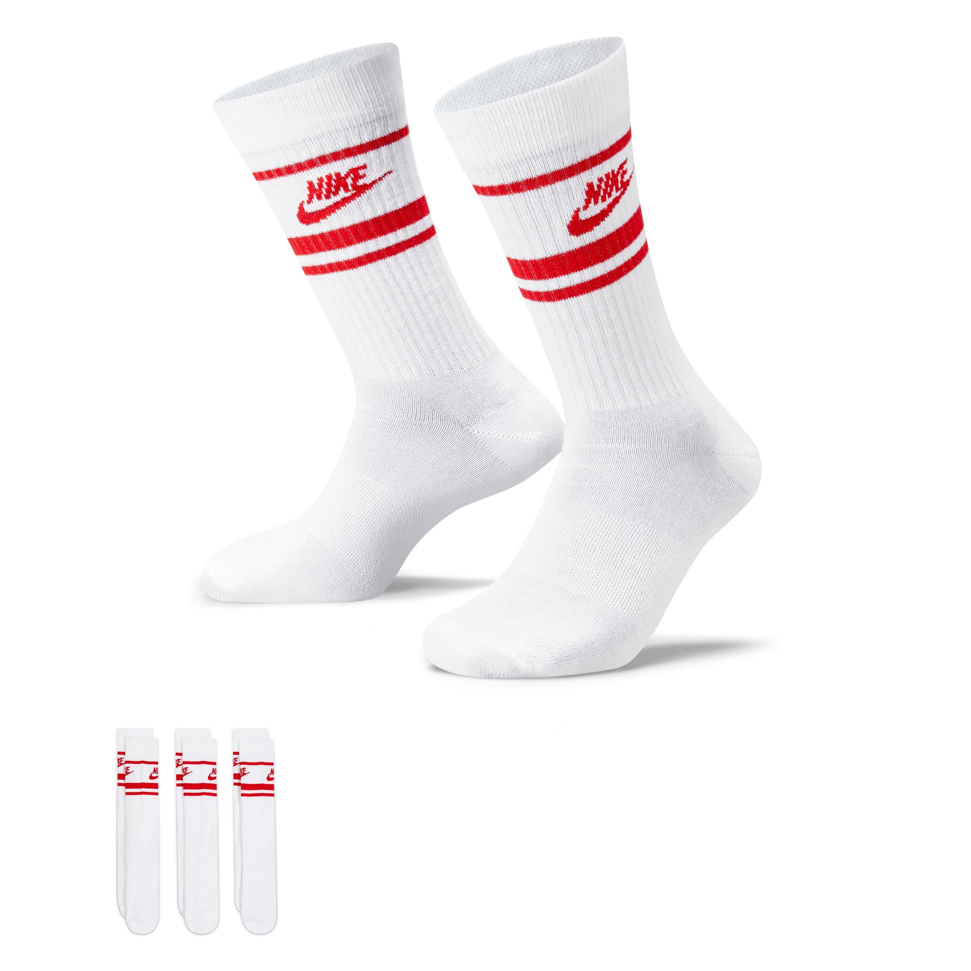 Nike Sportswear Essential Crew Socks - White/Red - Hibbett