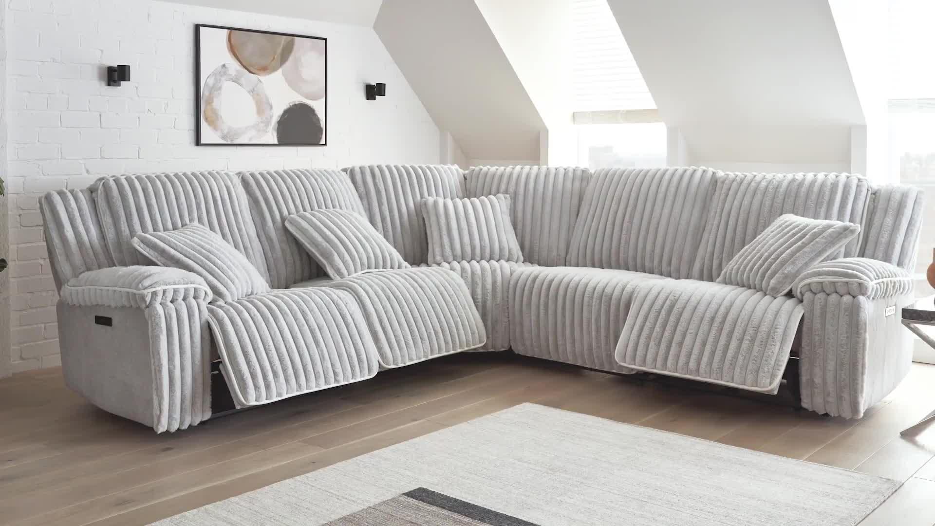 Fuzzy 3 Seater Power Recliner With Power Head | DFS